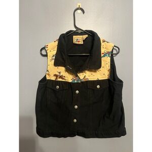 Women's Don't Mess With Texas Black Jean Jacket Native Horses SZ XL Western Ware